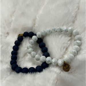 Navy and white bracelet set